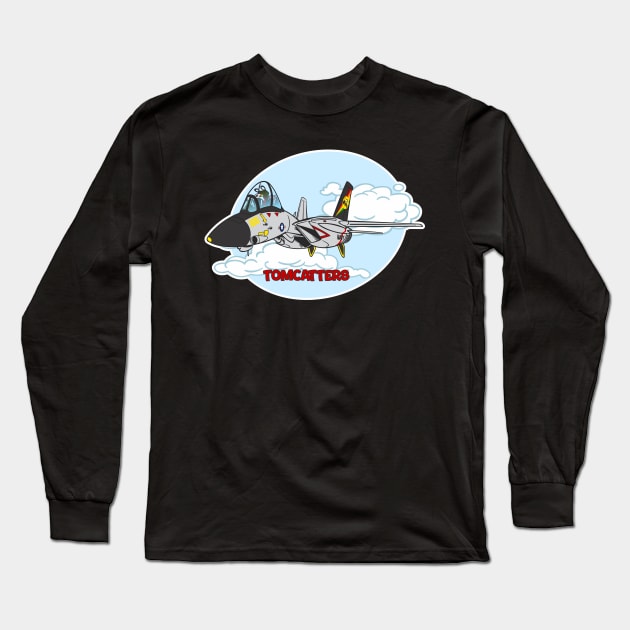 Tomcat Cartoon VF-31 Tomcatters Long Sleeve T-Shirt by MBK